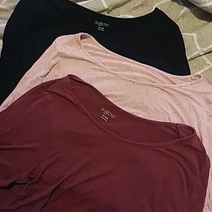 Set of 3 AGlow Maternity Scoop Neck tees.
